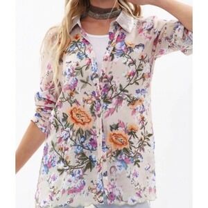 Aratta Silent Journey Princess Charlotte Floral Beaded Shirt Sz M/L Boho